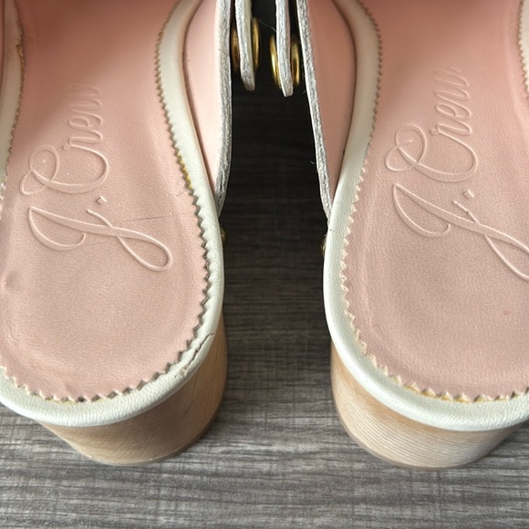 J. Crew Convertible Leather Studded Clogs Wood Slingback in Dusty Ivory 8.5 - Picture 17 of 17